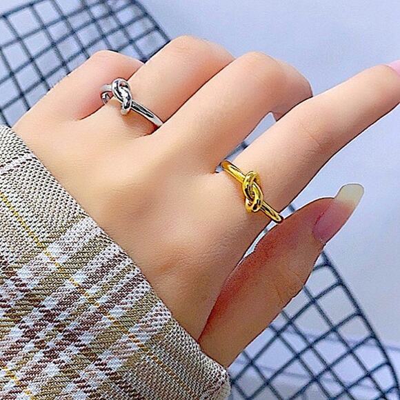 Knot Tie Gold Plated Bangle Cuff Bracelet - Picture 13 of 15